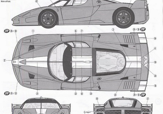 Ferrari FXX (2005) (Феррари ФXX (2005)) - чертежи (рисунки) автомобиля